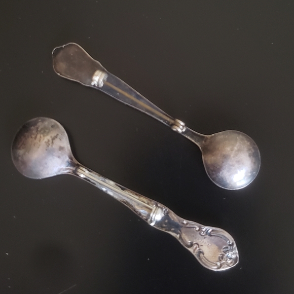 2 Vintage Sterling Silver Miniature Spoon Brooch Pins Signed 2.75" 4 gra… - Picture 9 of 10